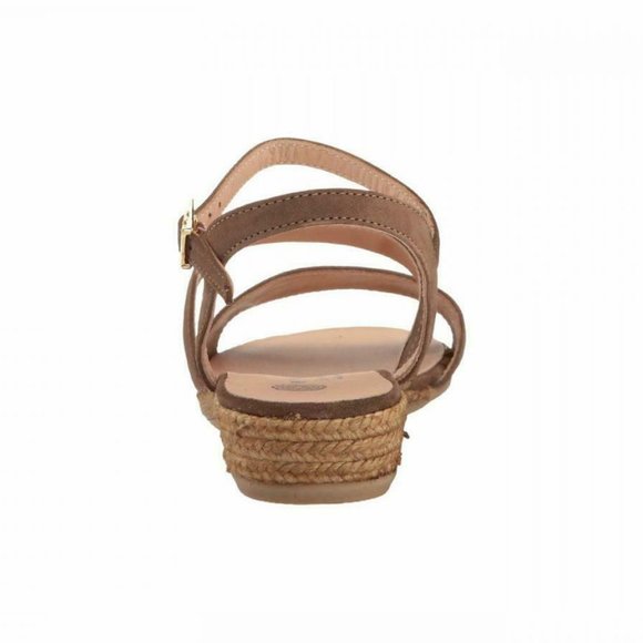 NEW Eric Michael Women Nika Beige Suede Slide Ankle Strap Buckle Low Wedge Dress - Picture 5 of 7